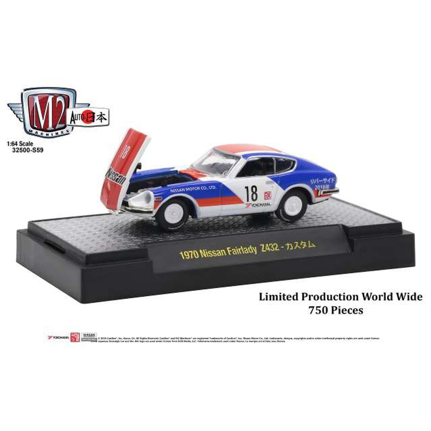 M2 - 1/64 1970 Nissan Fairlady Z432 #18, white/red/blue